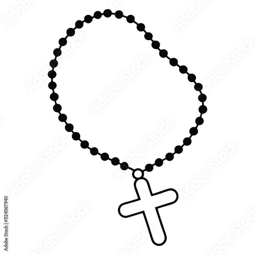 Rosary with cross religion vector illustration - Rosary beads ClipArt Graphic