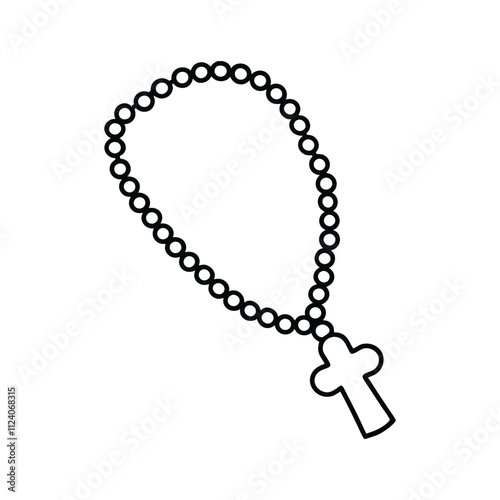 Rosary with cross religion vector illustration - Rosary beads ClipArt Graphic