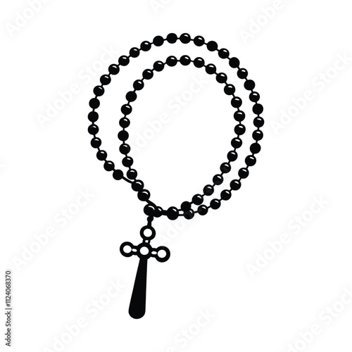 Rosary with cross religion vector illustration - Rosary beads ClipArt Graphic