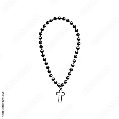 Rosary with cross religion vector illustration - Rosary beads ClipArt Graphic