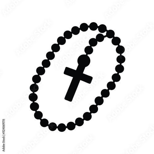 Rosary with cross religion vector illustration - Rosary beads ClipArt Graphic