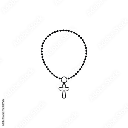 Rosary with cross religion vector illustration - Rosary beads ClipArt Graphic