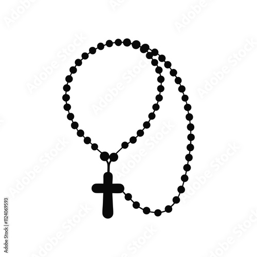 Rosary with cross religion vector illustration - Rosary beads ClipArt Graphic