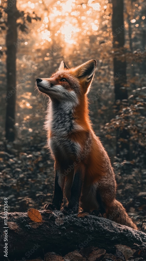 Fototapeta premium Majestic fox in a sun-drenched forest