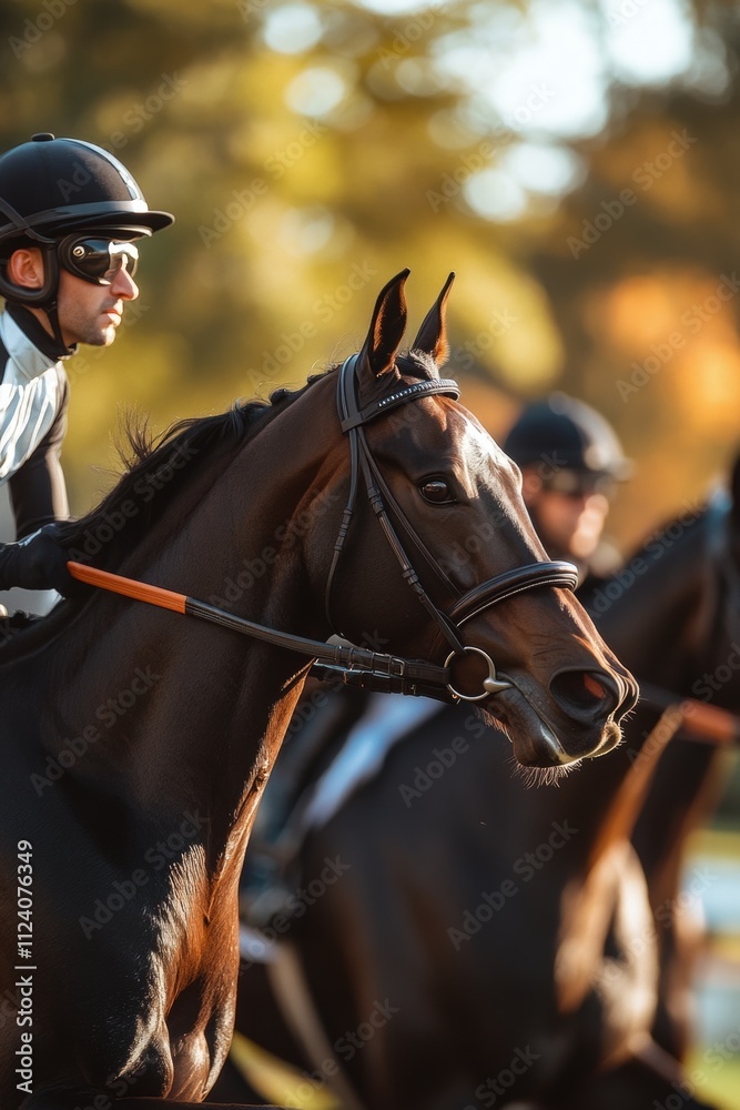 Obraz premium Jockey and Horse at Golden Hour