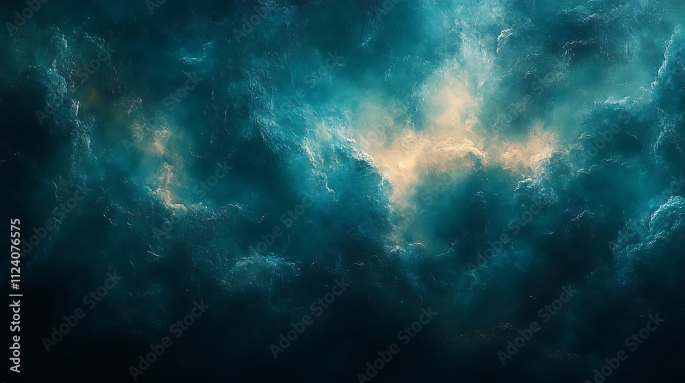 Obraz premium Dark teal and yellow nebula cloudscape.