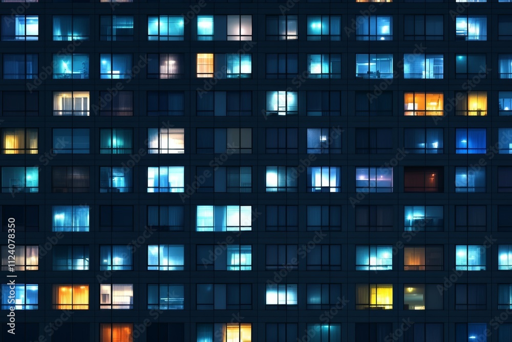 Obraz premium Apartment Building Windows at Night