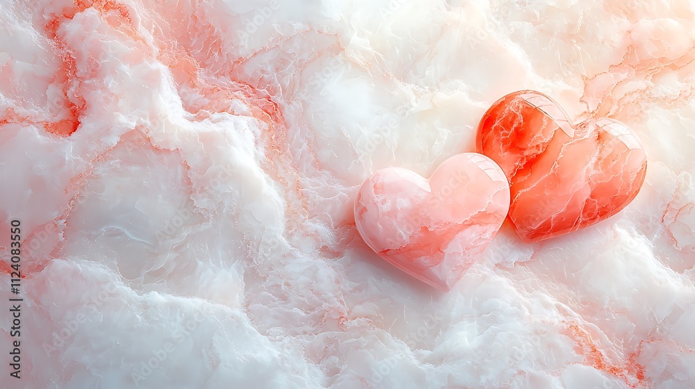 Fototapeta premium Romantic hearts on soft clouds dreamy atmosphere digital art serenity close-up love theme