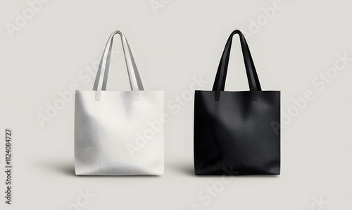 Canvas bag. mockup of fabric tote. Cloth totebag with handle. template of black and white cotton eco bag. Reusable tote for shopping. Blank mock for shopper. Ecobag for grocery. Vector,


 photo