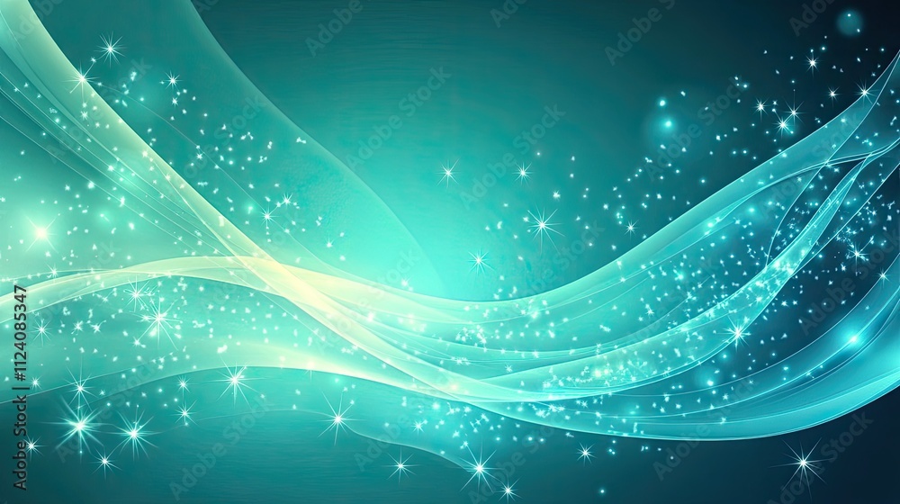 Fototapeta premium Abstract Background with Sparkling Lights and Soft Waves in Blue