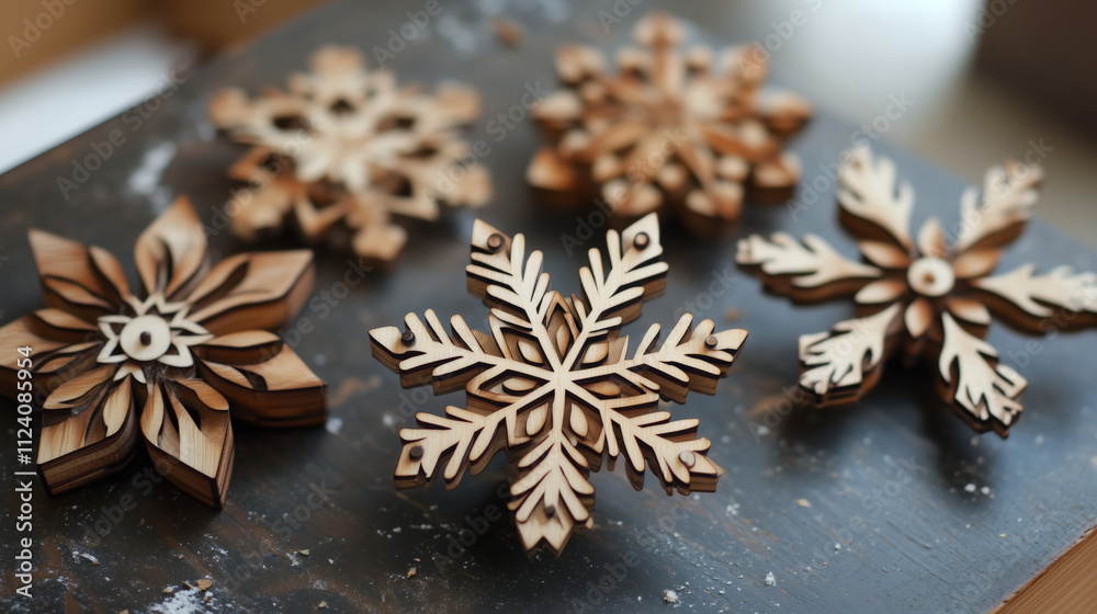 Wooden Snowflake Ornaments