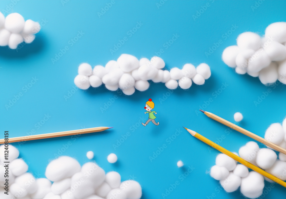 running in the sky with white clouds. running in the sky with white clouds.