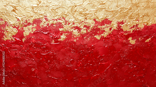 Crimson & Gold Abstract Tex...