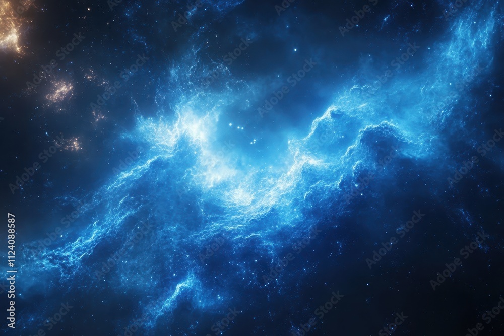 Obraz premium Stunning blue nebula, cosmic dust and stars. Perfect for science fiction, fantasy, or space themed projects.