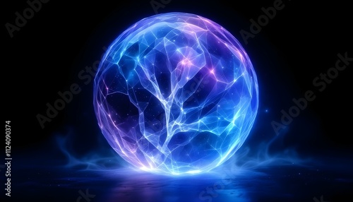 crystal, ball, glowing, aura, mystical, dark, background, isolated, magical, ethereal, mysterious, fantasy, sphere, enchanted, radiant, luminous, glass, orb, spiritual, witchcraft, fortune, divination