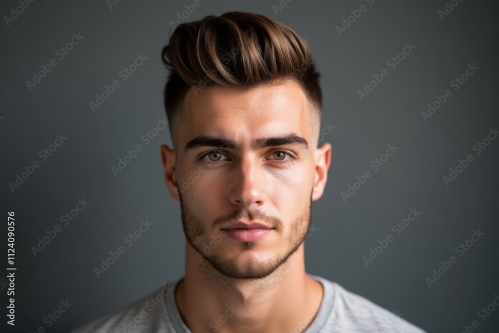 Young Man Portrait Studio Shot Casual Hairstyle Young Man Portrait Studio Shot Casual Hairstyle