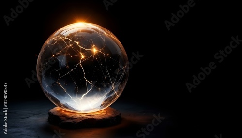 crystal, ball, glowing, aura, mystical, dark, background, isolated, magical, ethereal, mysterious, fantasy, sphere, enchanted, radiant, luminous, glass, orb, spiritual, witchcraft, fortune, divination