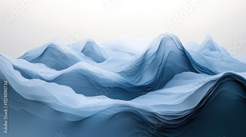 Wallpaper Mural Abstract Layered Waves in Calming Blue Tones for Design Inspiration Torontodigital.ca