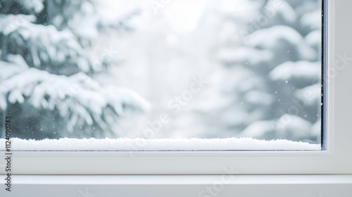Snowy Windowsill: A close-u...