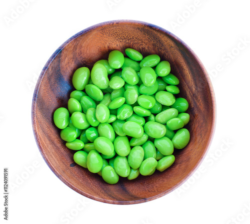 green soybeans in bowl isolated on transparent png