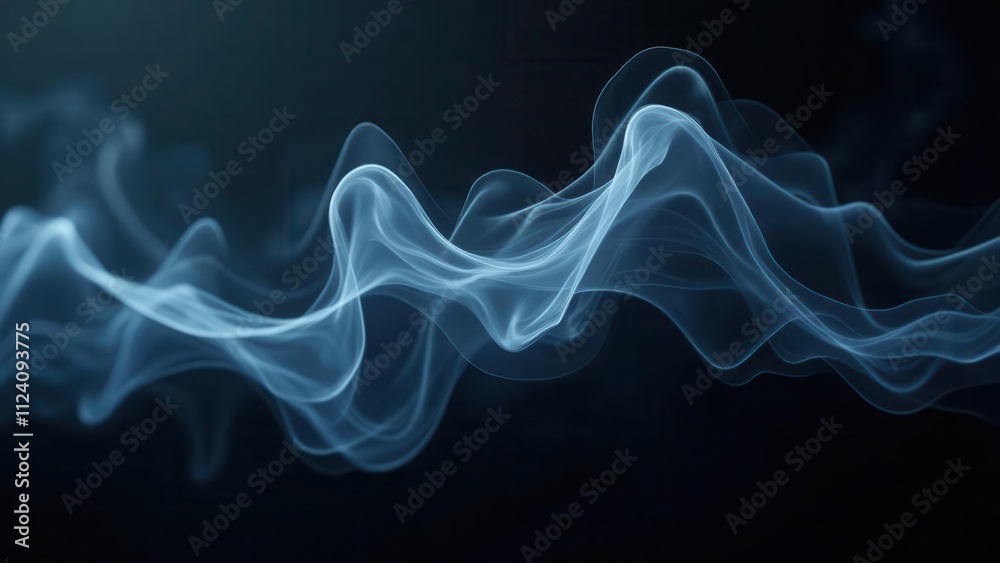 Fototapeta premium Smoky fire effects. Delicate threads of blue-gray smoke, gently moving across a black space, superbly clear details and transitions, full 4K sharpness, UHD quality, noise-free.