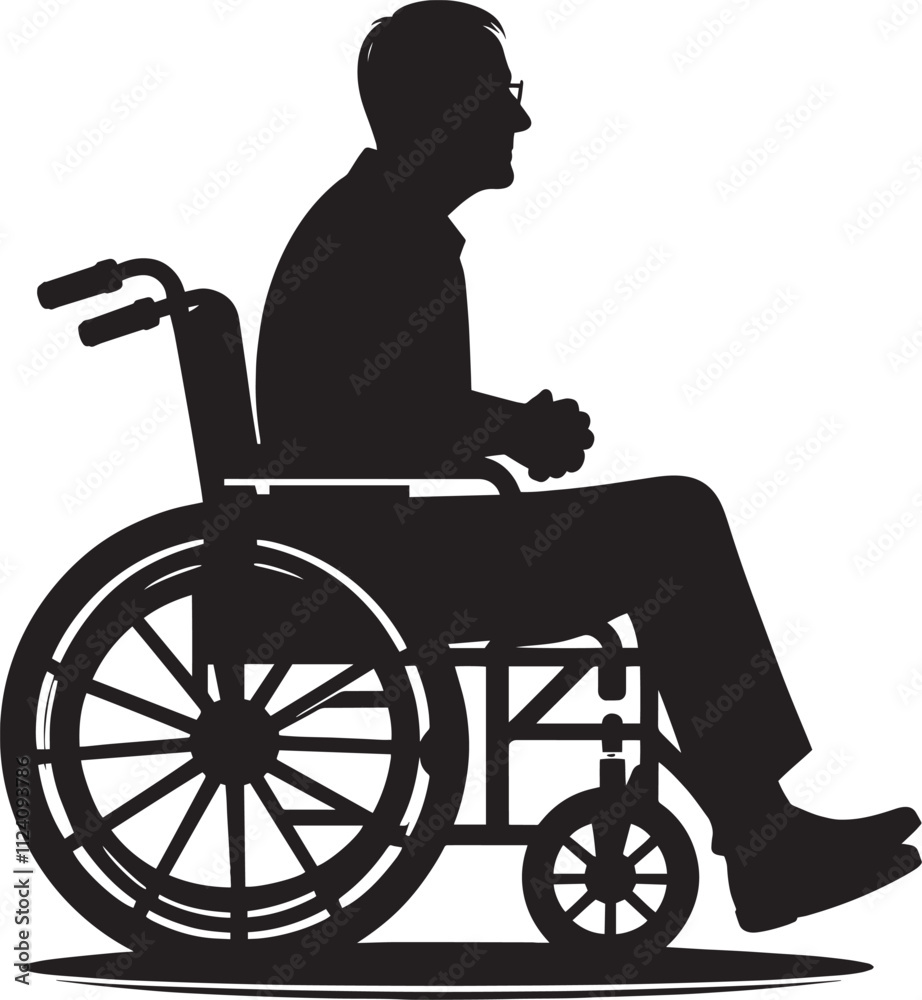 A person on wheelchair Silhouette isolated on white background wheelchair vector shape A person on wheelchair Silhouette isolated on white background wheelchair vector shape