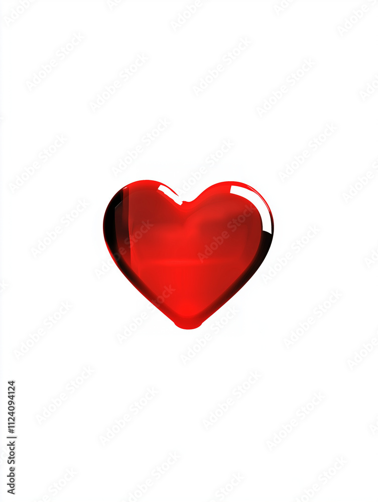 Vector image of a heart shape in a glossy red color against a white background Vector image of a heart shape in a glossy red color against a white background