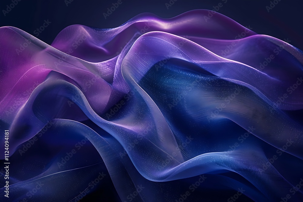 Abstract Purple and Blue Wave Fabric Design
