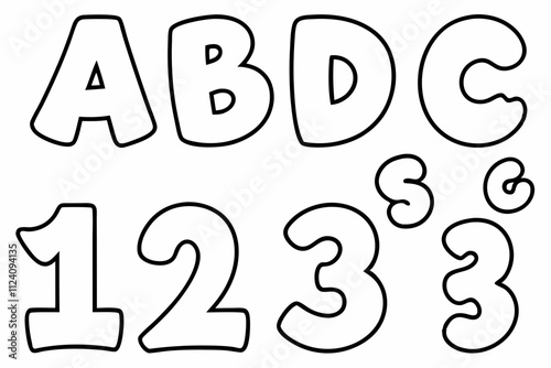 Alphabet and Numbers: Fun Fonts for Printable Designs | ABCs and 123s Vector Illustration