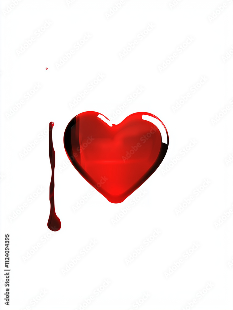 Vector image of a heart shape in a glossy red color against a white background Vector image of a heart shape in a glossy red color against a white background