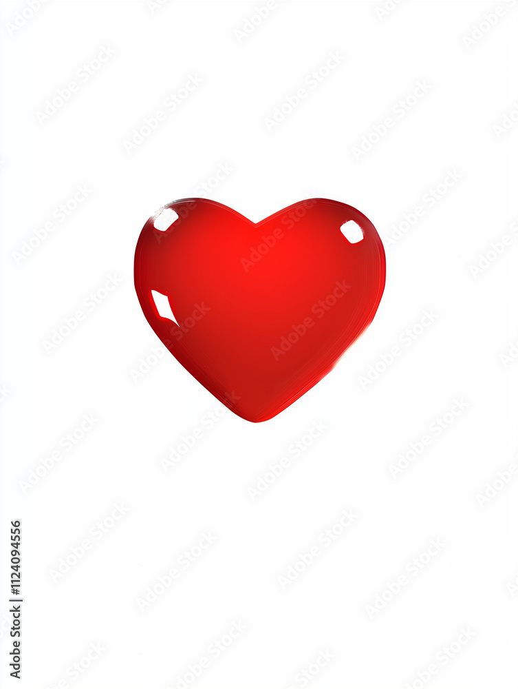 Vector image of a heart shape in a glossy red color against a white background Vector image of a heart shape in a glossy red color against a white background