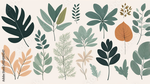 Wallpaper Mural Earthy Botanical Motif Illustrations for Natural and Serene Designs Torontodigital.ca