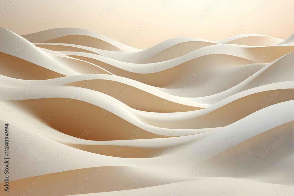 Abstract Beige Waves: Smooth Curves Design, Background Texture, 3D Render Abstract Beige Waves: Smooth Curves Design, Background Texture, 3D Render