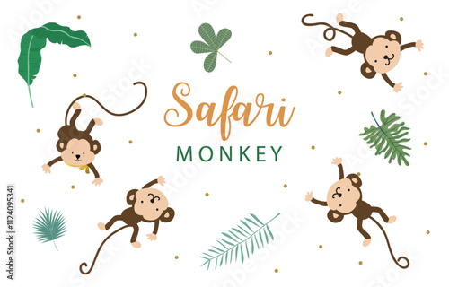 cute monkey element object for safari design