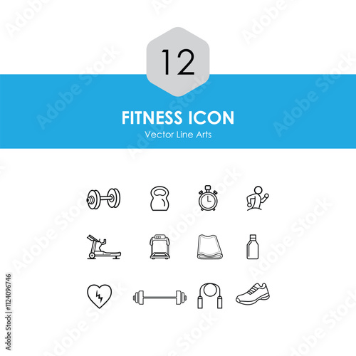Fitness icon pack, gym icon set , workout icon pack, fitness bundle  icon vector eps10