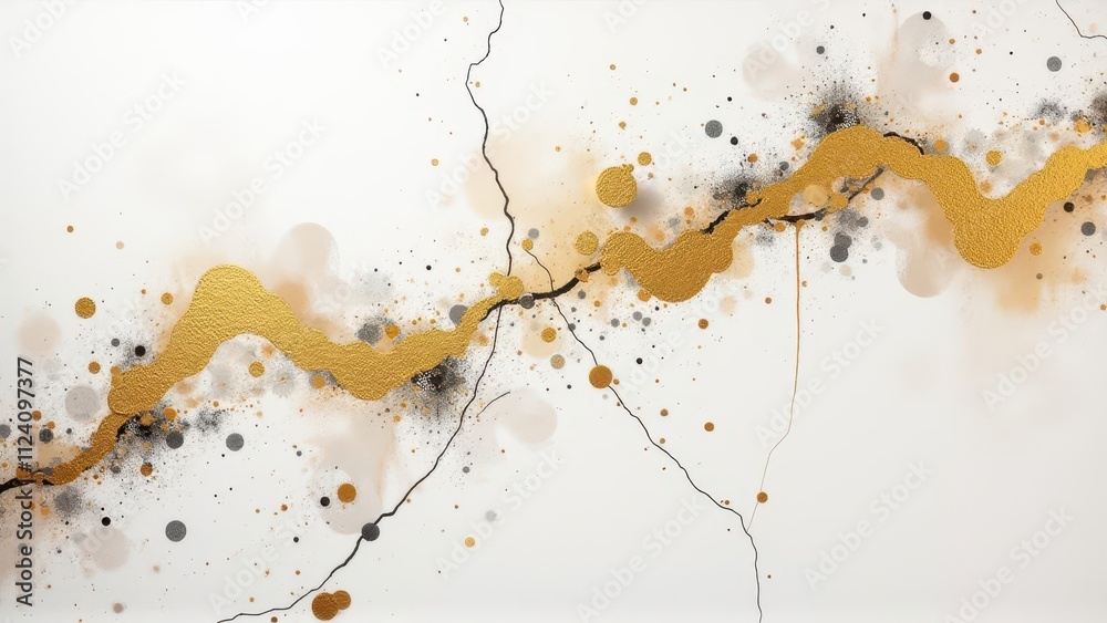 Obraz premium Speckled granite patterns. Sophisticated white and gold terrazzo with bold accent colors creating striking and modern look. Perfect for luxury spaces, Ultra-clear, noise-free, 4K UHD quality