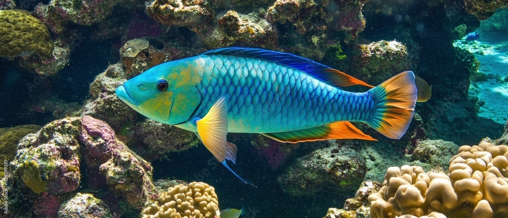 Vibrant coral reef lifeparrotfish encounter Vibrant coral reef lifeparrotfish encounter