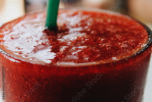 glass of fresh strawberry summer juice