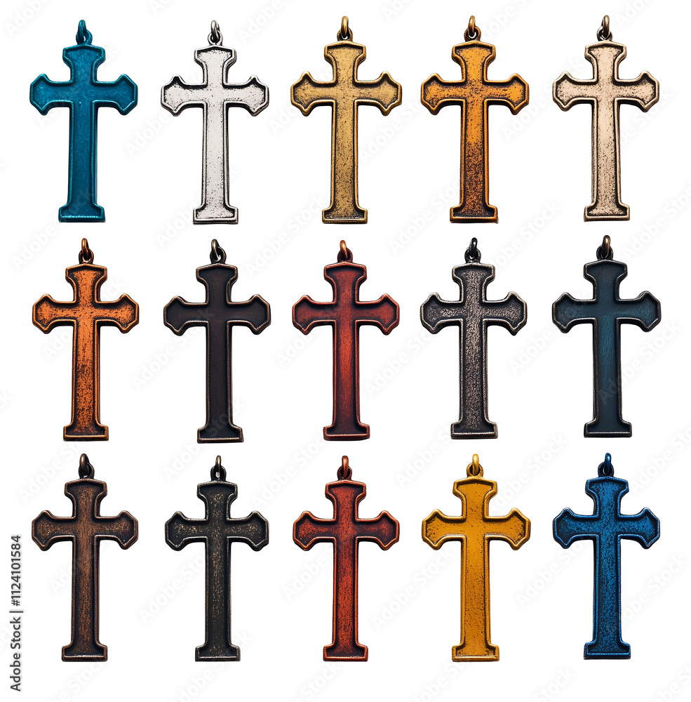 Fototapeta premium set of vector-style Celtic cross designs, each with different patterns and shapes, on a white background.