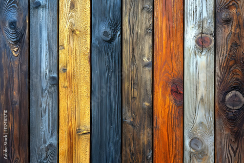 Varied Wood Textures: A Colorful Collection of Wooden Planks