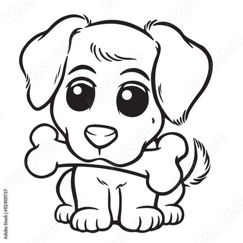 Tuck dog single Line Icon Vector Design outline.
