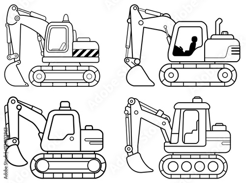 set of excavator outline photo