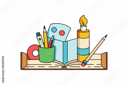 Art Supplies: Paints, Brushes, Sketchbooks - Line Art & Vector Illustration for Graphic Design