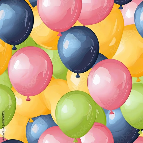 Happy Birthday Balloons Seamless Pattern Texture