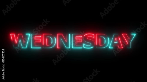 Glowing neon lines wednesday text animation on black background. Seamless loop. Neon wednesday neon sign animation. luxury wednesday text animation. 