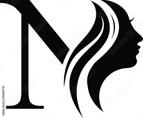 letter M beauty women face logo design Unique and Letter M Beauty Logo luxury feminine vector illustration