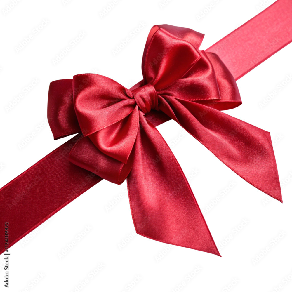 Merry christmas red satin ribbon bow on transparent background Merry christmas red satin ribbon bow on transparent background