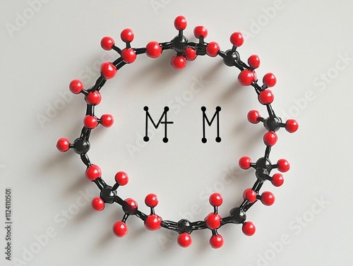 Molecular structure model and structural chemical formula of methionine molecule photo