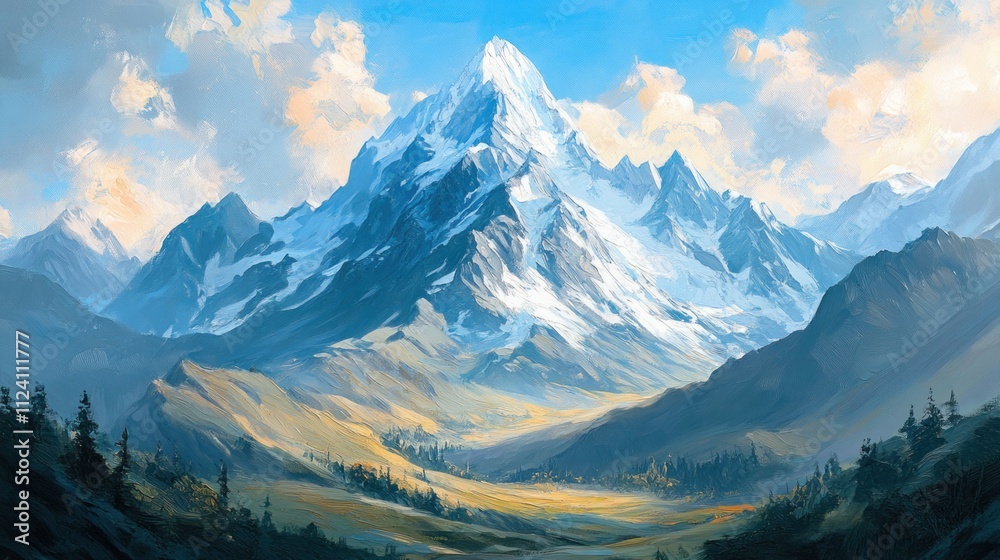 Majestic Mountain Panorama: A Breathtaking View of a Snow-Capped Peak Majestic Mountain Panorama: A Breathtaking View of a Snow-Capped Peak