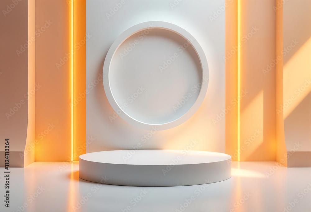 Abstract neon background with podium Abstract neon background with podium